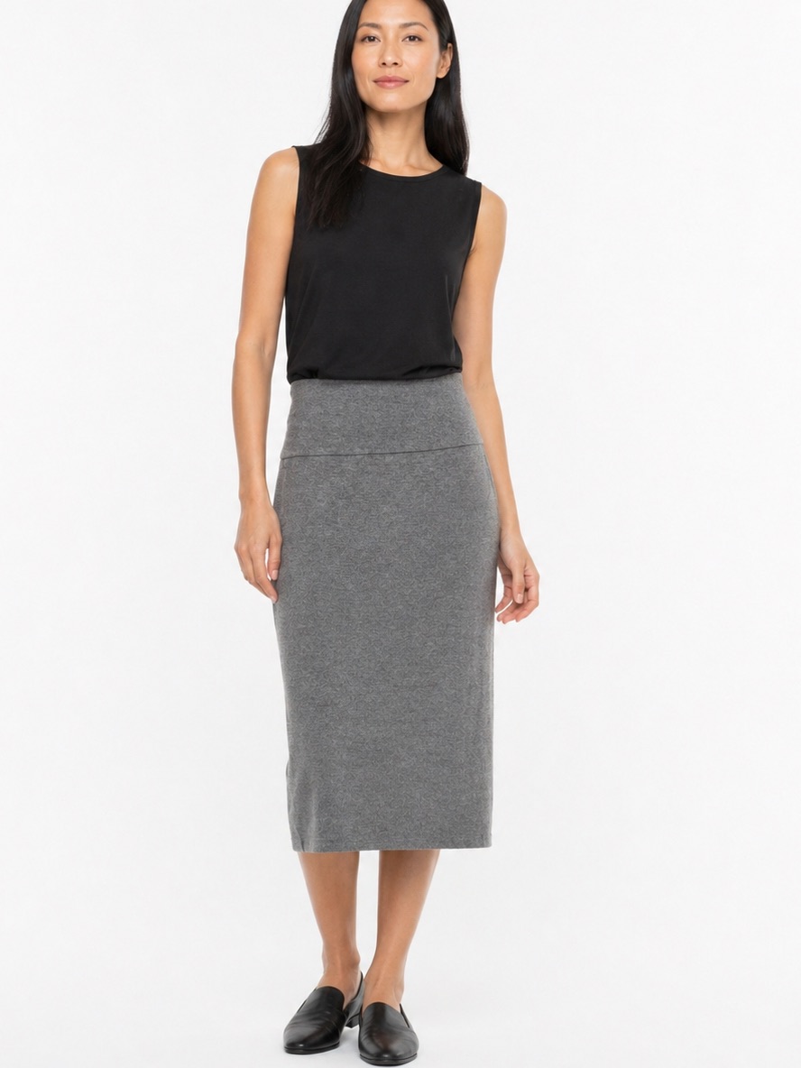 Eileen Fisher Gray Midi Pencil Skirt Size M Minimalist Classic